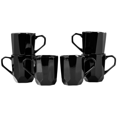 Komplet 6 kubków ceramicznych czarne PRIMA DECO Rock 340 ml