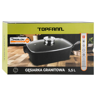 Brytfanna z pokrywką, gęsiarka powłoka nieprzywierająca TOPFANN 5,5l