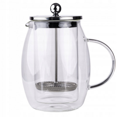 Zaparzacz do kawy i herbaty tłokowy french press szklany baryłka 0,6l