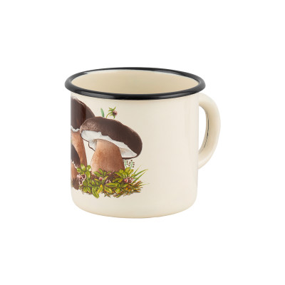 Kubek emaliowany GRZYBY ecru 400 ml