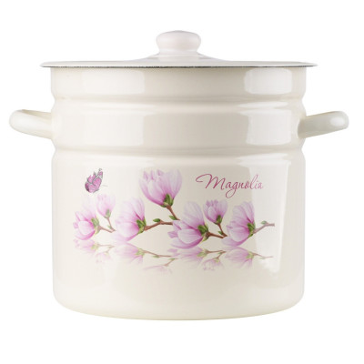 Garnek emaliowany z pokrywką MAGNOLIA kremowy 12l