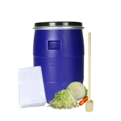 Beczka do kiszenia kapusty 60l z metalową obejmą + tłuczek + worek