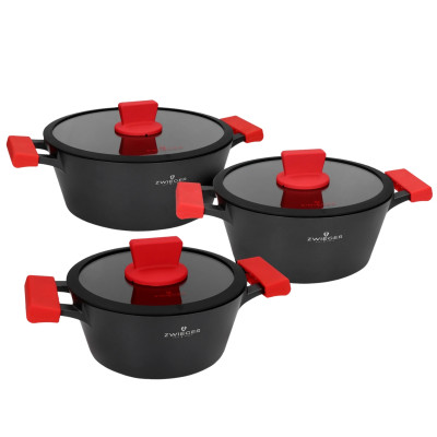 Zestaw 3 garnków z pokrywkami ZWIEGER Obsidian