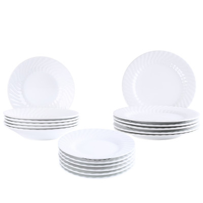 Zestaw talerzy dla 6 osób biały fala komplet obiadowy 18-elementów