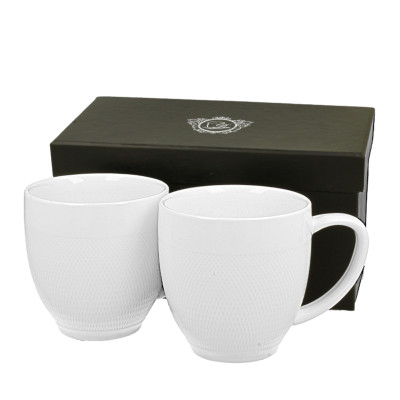Zestaw 2 kubków porcelanowych Diamond 370 ml białe do kawy herbaty na prezent