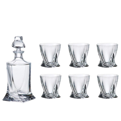 Zestaw do whisky karafka + szklanki 7 el BOHEMIA QUADRO szkło kryształowe