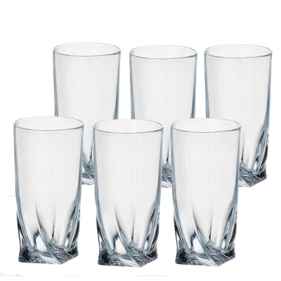 Komplet 6 szklanek wysokich BOHEMIA QUADRO 350 ml szkło kryształowe