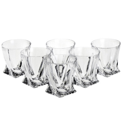 Komplet 6 szklanek do whisky BOHEMIA QUADRO 340 ml szkło kryształowe