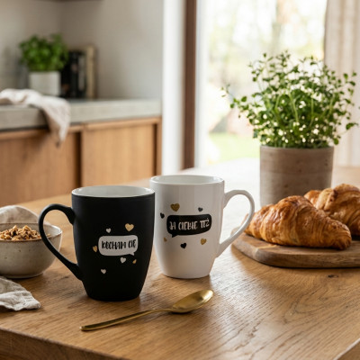 Zestaw 2 kubków z napisem "Kocham Cię/Ja Ciebie też" 300 ml