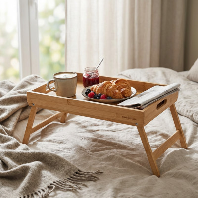 Stolik składany bambusowy taca TOPFANN 44x27x5,5 cm