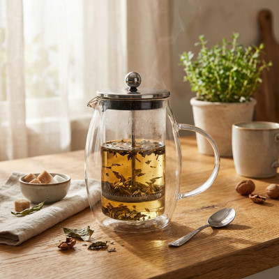 Zaparzacz do kawy i herbaty tłokowy french press szklany baryłka 0,6l