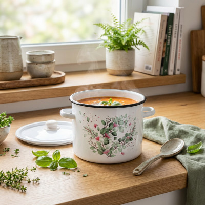 Garnek emaliowany z pokrywką EUKALIPTUS 7l