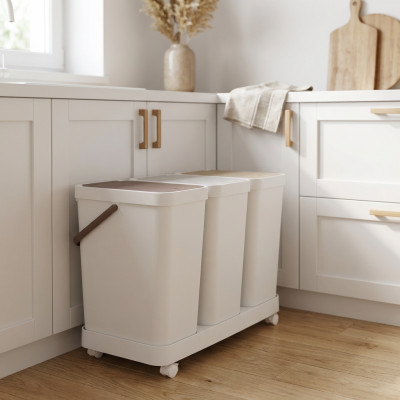 Zestaw 3 koszy do segregacji śmieci na platformie 60l