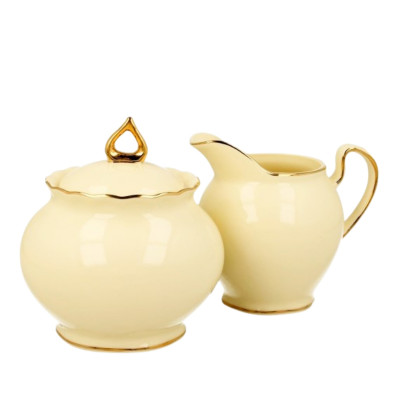 Zestaw cukiernica i mlecznik porcelana ecru Clark