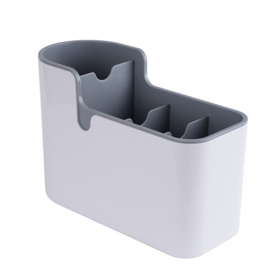 Ociekacz na sztućce organizer kuchenny z wyjmowanym wkładem biało-szary 19x8x13,5 cm