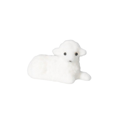 Baranek wielkanocny biały flokowany do koszyczka 6x4,5 cm figurka dekoracyja wielkanocna