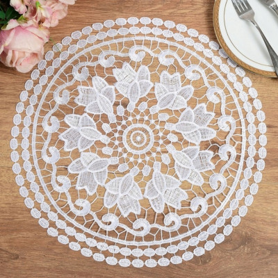 Okrągła serwetka z gipiury elegancka biała 40 cm