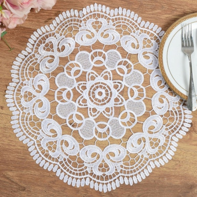 Biała serwetka z gipiury ażurowa okrągła 40 cm