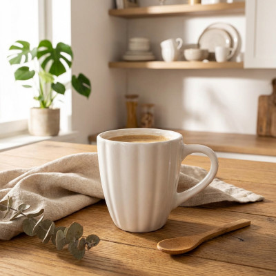 Kubek ceramiczny Flower biały 300 ml