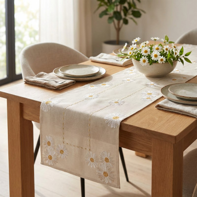 Bieżnik haftowany stokrotki 50x100 cm