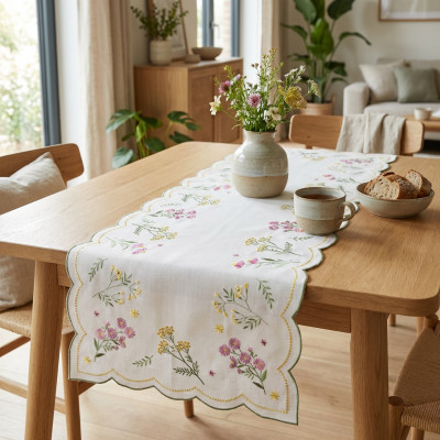 Bieżnik haftowany w kwiaty Łąka 50x100 cm