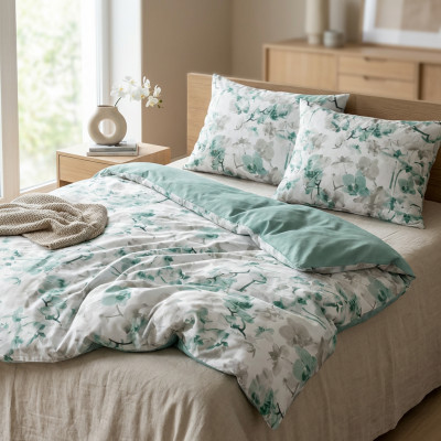 Komplet pościeli z satyny bawełnianej Spring 11 storczyki 220x200 cm