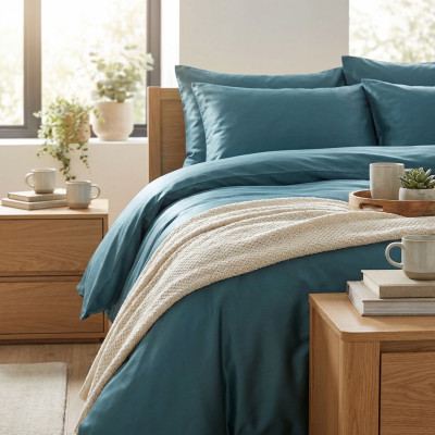 Komplet pościeli z satyny bawełnianej Nova 3 petrol 220x200 cm