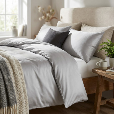 Komplet pościeli z satyny bawełnianej Nova 3 srebrna 220x200 cm