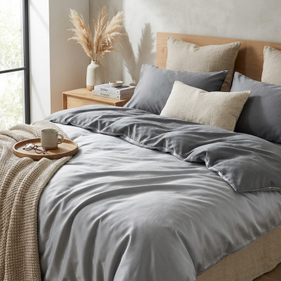 Komplet pościeli z satyny bawełnianej Nova 3 srebrno-stalowa 220x200 cm