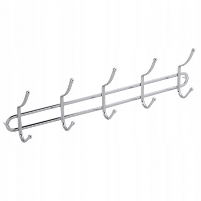Wieszak ścienny na ubrania stalowy 5-hakowy srebrny