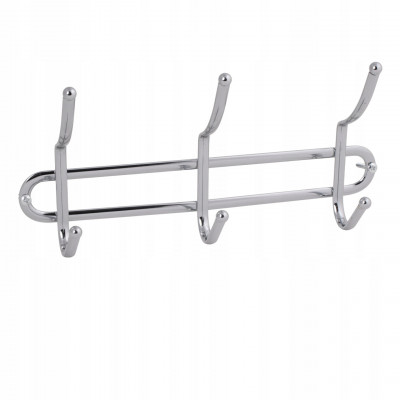 Wieszak ścienny na ubrania stalowy 3-hakowy srebrny