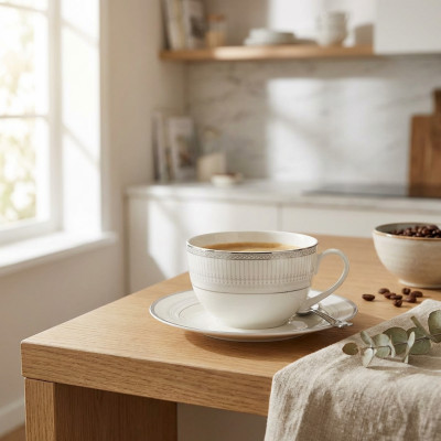 Filiżanka porcelanowa ze spodkiem Treccia 240 ml