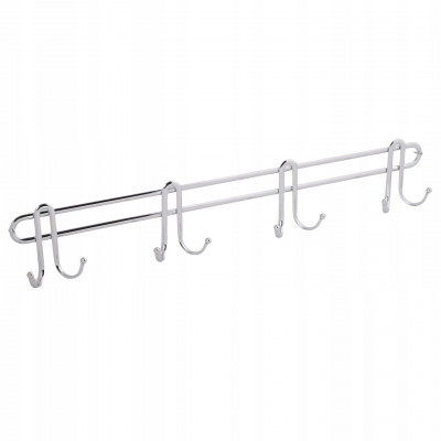 Wieszak ścienny na ubrania stalowy 8-hakowy srebrny