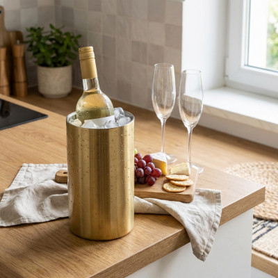 Cooler do wina ze stali nierdzewnej złoty/srebrny mix chłodziarka do wina
