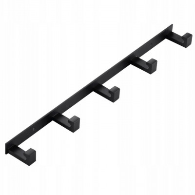 Wieszak ścienny na ubrania ręczniki czarny 5-hakowy prosty