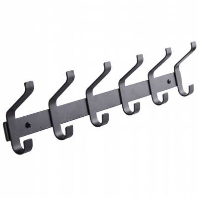 Wieszak na ubrania 6 haczyków listwa czarny