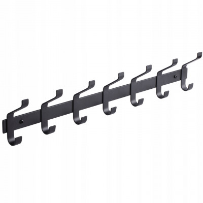 Wieszak na ubrania 7 haczyków listwa czarny