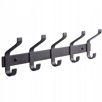 Wieszak na ubrania 5 haczyków listwa czarny