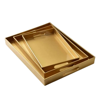 Komplet 3 tac dekoracyjnych Blanche Gold złote prostokątne