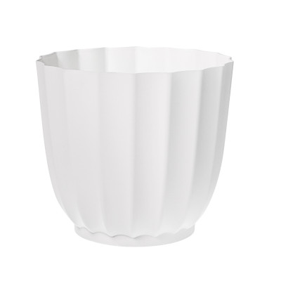Doniczka osłonka biała Antonia ryflowana 19 cm bez podstawki
