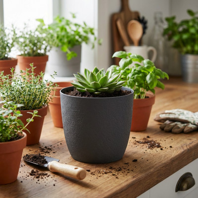 Osłonka na doniczkę Turo Eco Recycled 11 antracyt