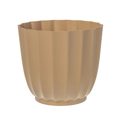 Duża doniczka osłonka cappuccino Antonia ryflowana 27 cm bez podstawki