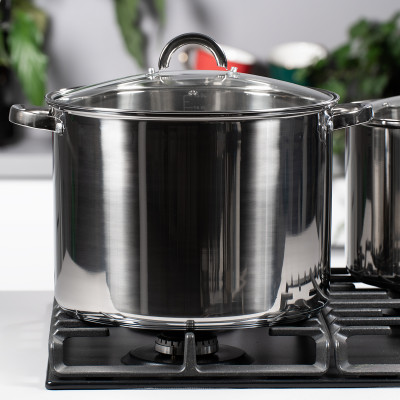 Garnek stalowy z pokrywką Stockpot 18l duży garnek do gotowania zupy bigosu na gaz indukcję