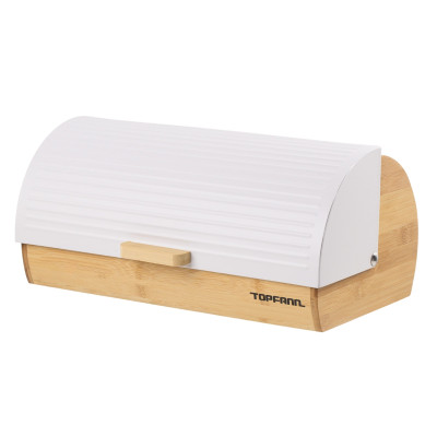 Chlebak bambusowy z białą pokrywą Modern 36x21x17 cm