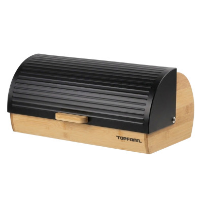 Chlebak bambusowy z czarną pokrywą Modern 36x21x17 cm