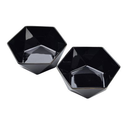 Komplet 2 miseczek porcelanowych RALPH BLACK 750 ml czarno-złote