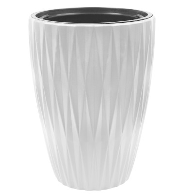 Wysoka doniczka osłonka Caro Slim z wkładem 29x39 cm biała