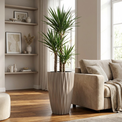 Wysoka doniczka osłonka Caro Slim z wkładem 39x58 cm taupe szaro-beżowa