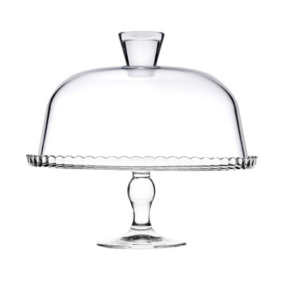 Patera na ciasto z kloszem na nóżce plastikowa przezroczysta 29 cm