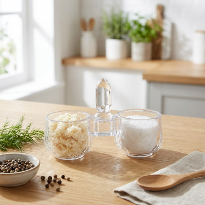 Dwojaczek plastikowy do koszyczka na sól i pieprz przezroczysty 7,5x3 cm